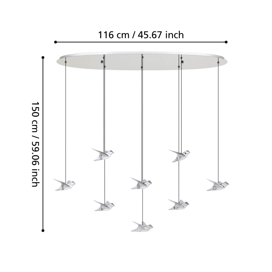 Eglo - LED Dimmable chandelier on a string 8xLED/4,2W/230V 3000K shiny chrome