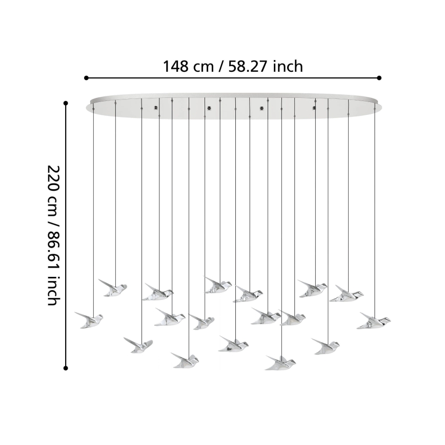 Eglo - LED Dimmable chandelier on a string 17xLED/3W/230V 3000K shiny chrome