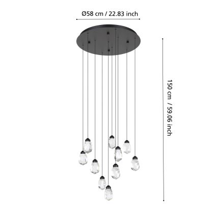 Eglo - LED Dimmable chandelier on a string 10xLED/3W/230V 3000K black/clear