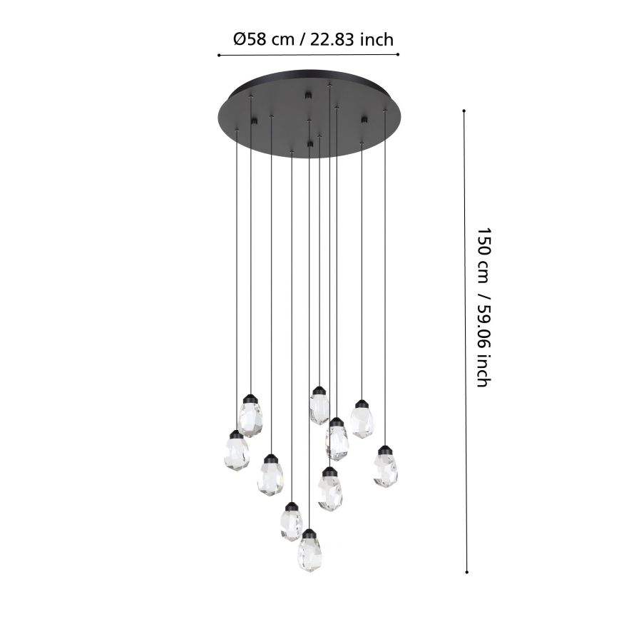 Eglo - LED Dimmable chandelier on a string 10xLED/3W/230V 3000K black/clear