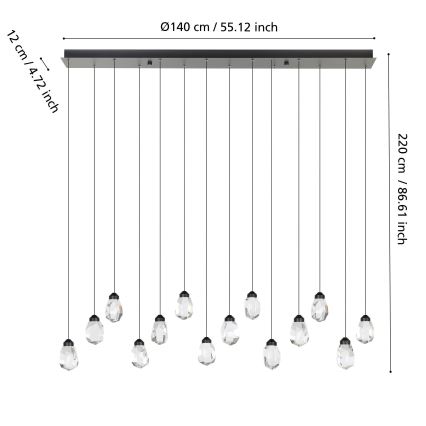 Eglo - LED Dimmable chandelier on a string 14xLED/3W/230V 3000K black/clear