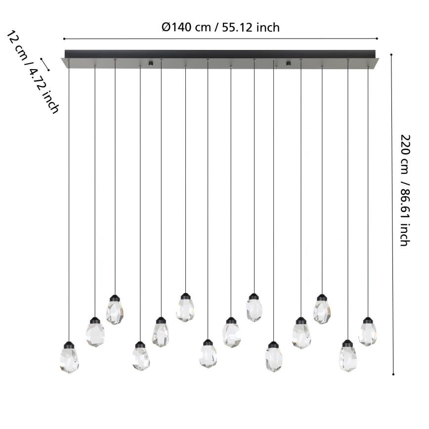 Eglo - LED Dimmable chandelier on a string 14xLED/3W/230V 3000K black/clear