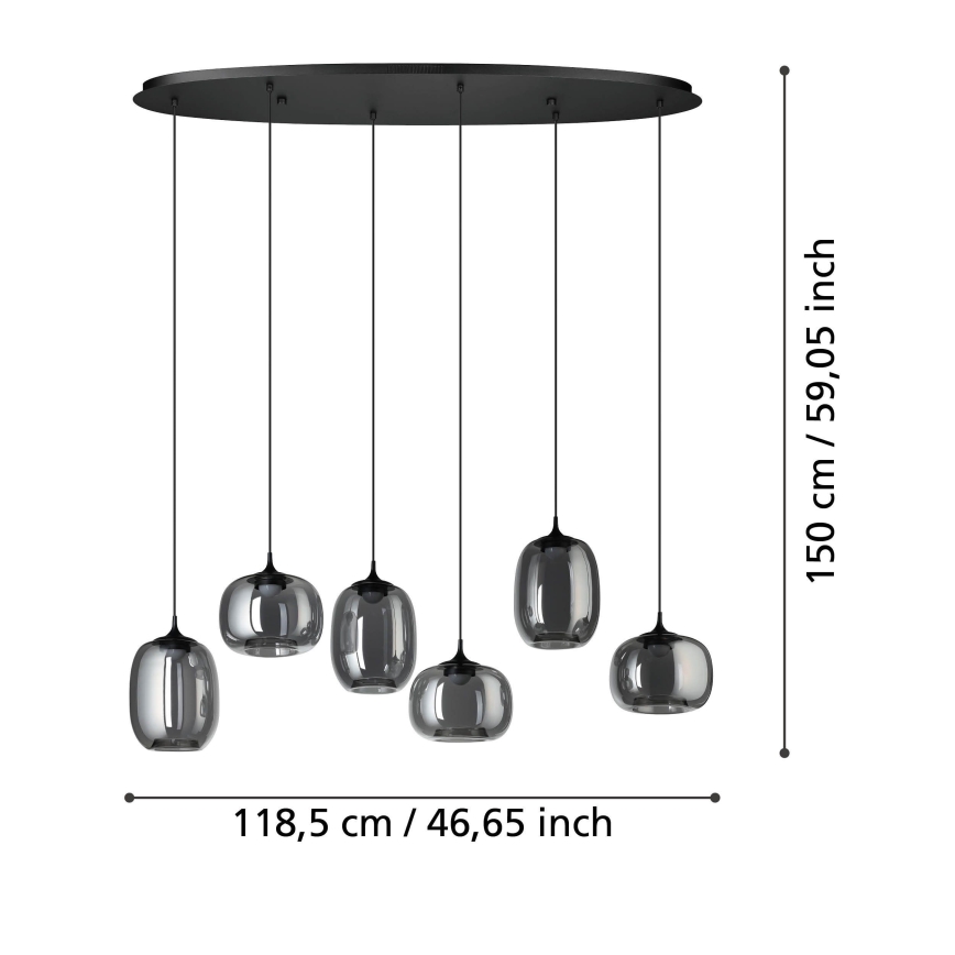 Eglo - LED Dimmable chandelier on a string 6xLED/3,7W/230V 2700-6500K smoky + remote control