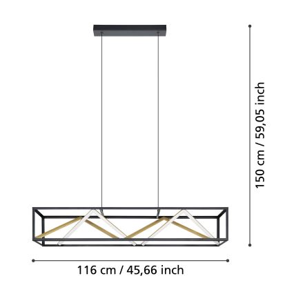Eglo - LED Dimmable chandelier on a string LED/46W/230V 2700-6500K black/gold + remote control