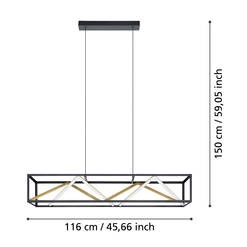 Eglo - LED Dimmable chandelier on a string LED/46W/230V 2700-6500K black/gold + remote control