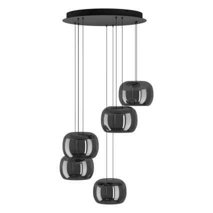 Eglo - Dimmable LED pendant on cable 5xLED/5.8W/230V black/smoked