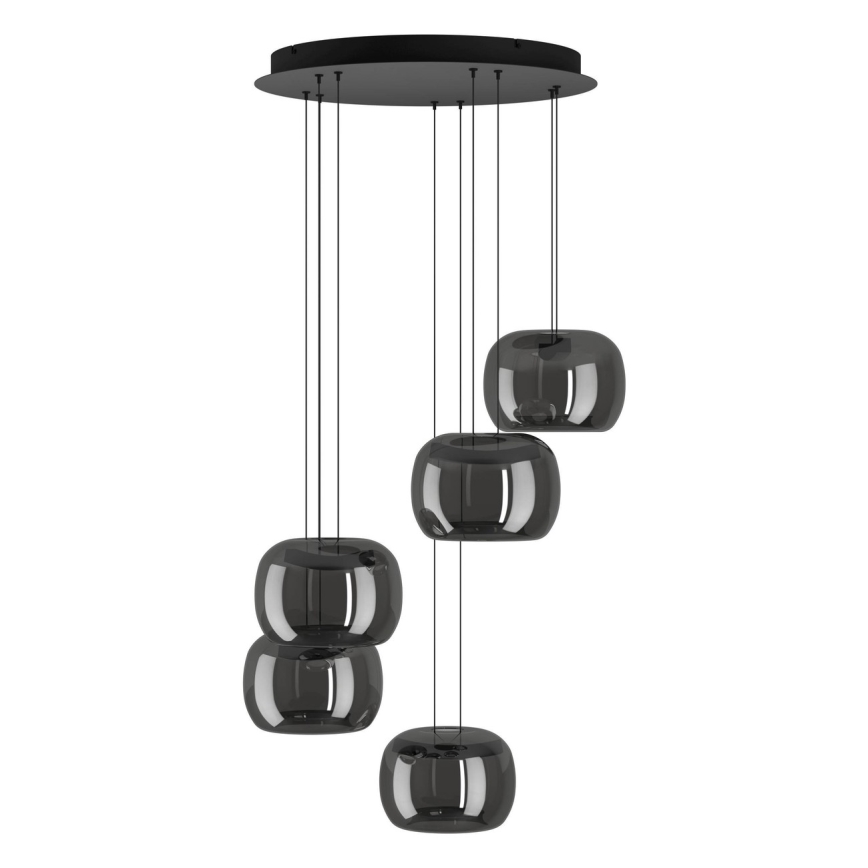 Eglo - Dimmable LED pendant on cable 5xLED/5.8W/230V black/smoked