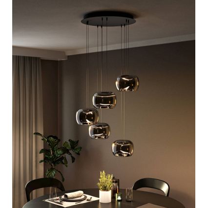 Eglo - Dimmable LED pendant on cable 5xLED/5.8W/230V black/smoked