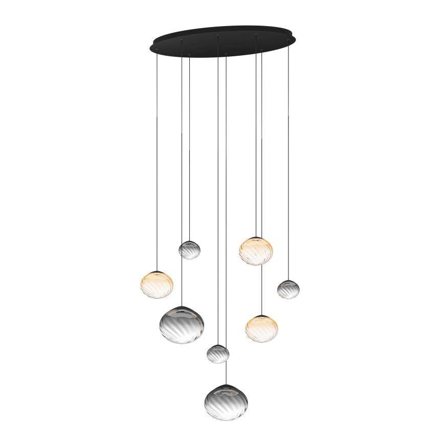 Eglo - Dimmable LED cable-hung pendant light 8xLED/5,8W/230V 2200-6500K black/beige/smoked + remote control