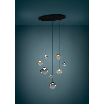 Eglo - Dimmable LED cable-hung pendant light 8xLED/5,8W/230V 2200-6500K black/beige/smoked + remote control