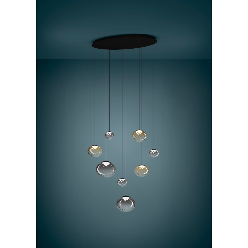 Eglo - Dimmable LED cable-hung pendant light 8xLED/5,8W/230V 2200-6500K black/beige/smoked + remote control