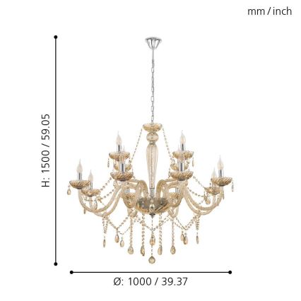 Eglo 39094 - Chandelier BASILANO 12xE14/40W/230V