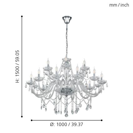 Eglo 39103 - Chandelier BASILANO 1 18xE14/40W/230V
