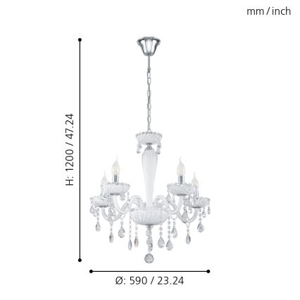 Eglo 39113- Chandelier CARPENTO 5xE14/40W/230V