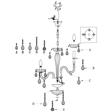 Eglo 39113- Chandelier CARPENTO 5xE14/40W/230V