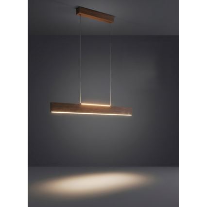 Eglo - Dimmable LED pendant light on cable LED/21W/230V + LED/8,4W walnut