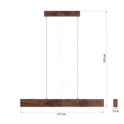 Eglo - Dimmable LED pendant light on cable LED/21W/230V + LED/8,4W walnut