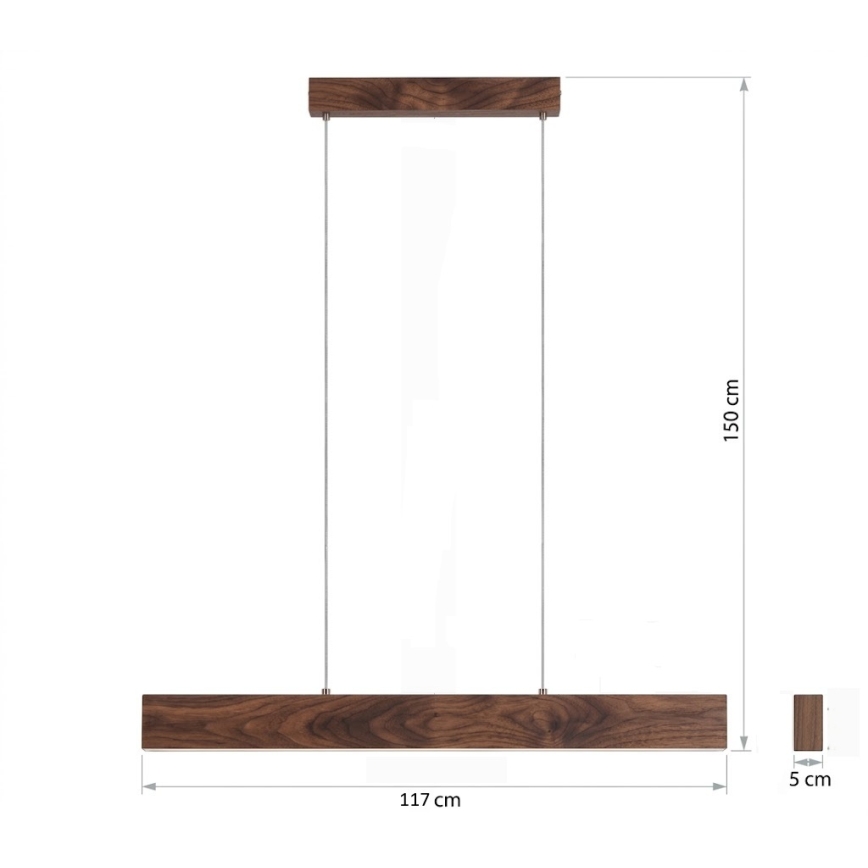 Eglo - Dimmable LED pendant light on cable LED/21W/230V + LED/8,4W walnut