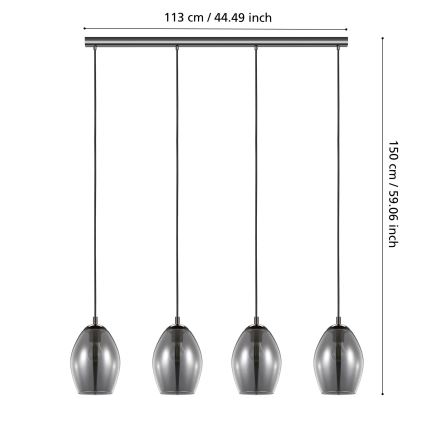 Eglo - Chandelier on a string 4xE27/60W/230V smoky