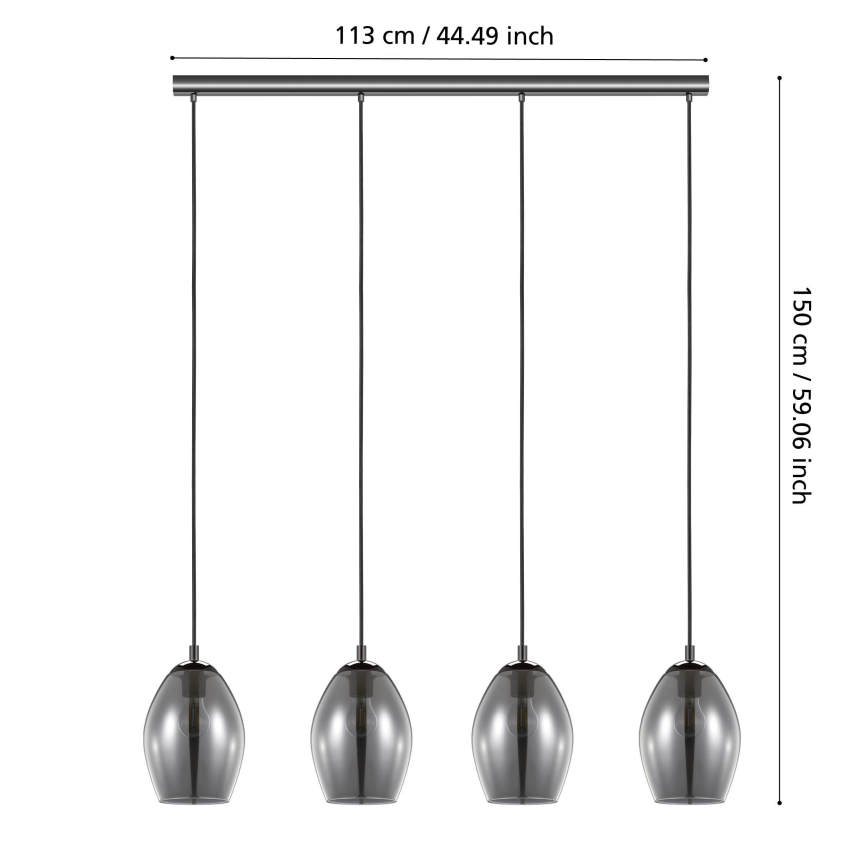Eglo - Chandelier on a string 4xE27/60W/230V smoky
