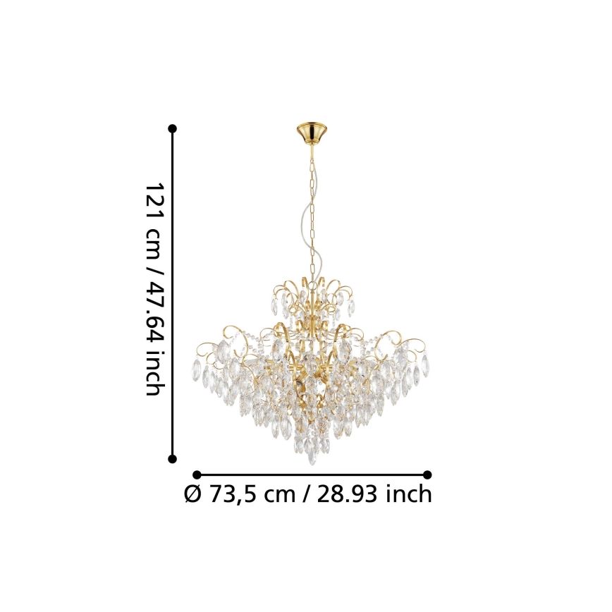 Eglo - Chandelier on a chain 9xE14/25W/230V golden