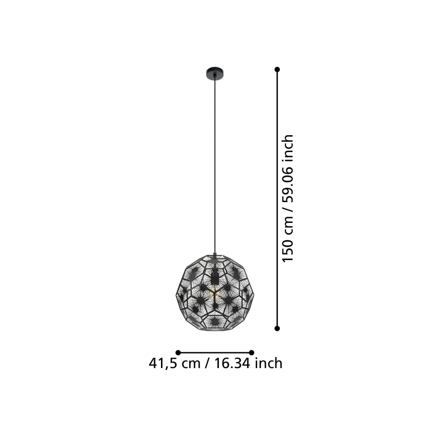 Eglo - Chandelier on a string 1xE27/60W/230V d. 41 cm black