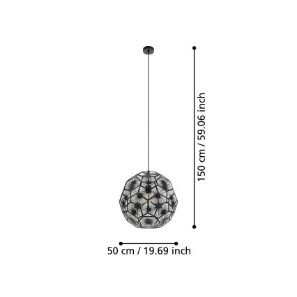 Eglo 39619 - Chandelier on a string 1xE27/60W/230V d. 50 cm black