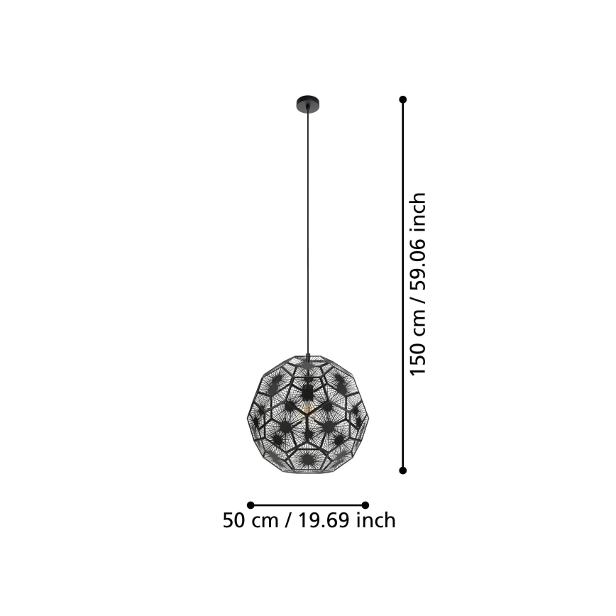 Eglo 39619 - Chandelier on a string 1xE27/60W/230V d. 50 cm black