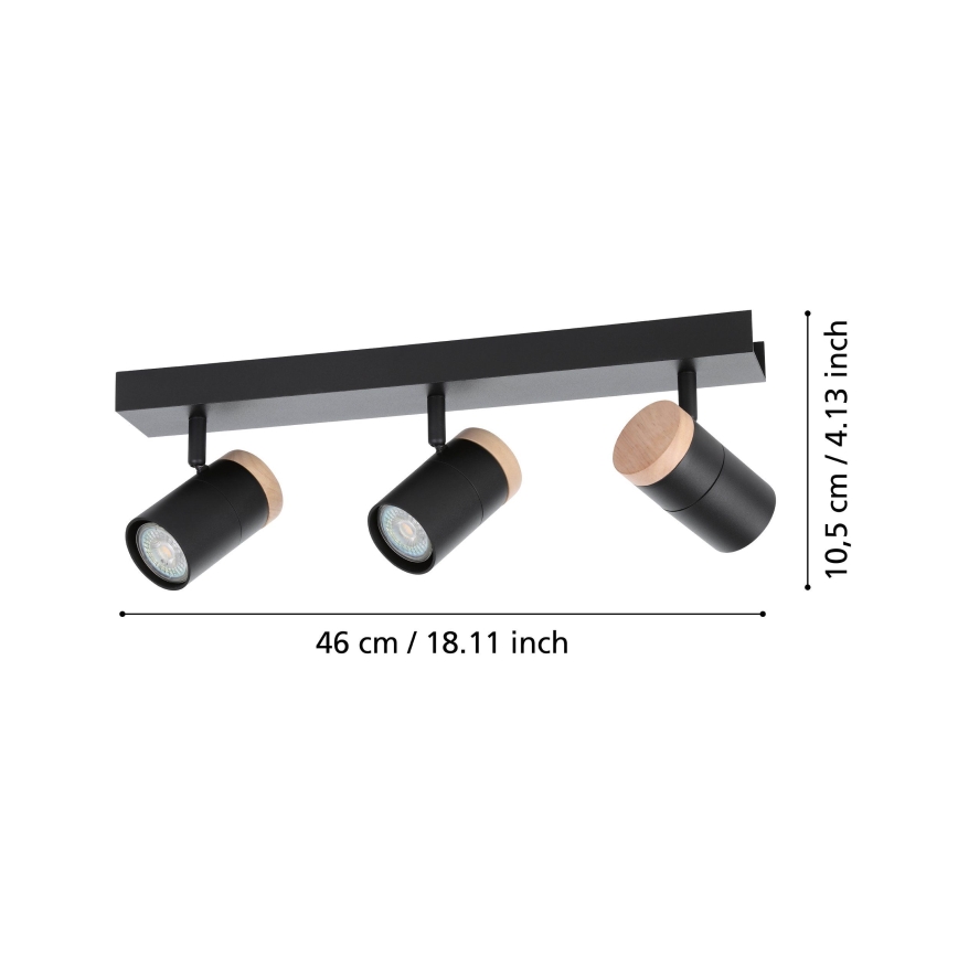 Eglo - LED Spotlight 3xGU10/4,5W/230V 3000K black/brown