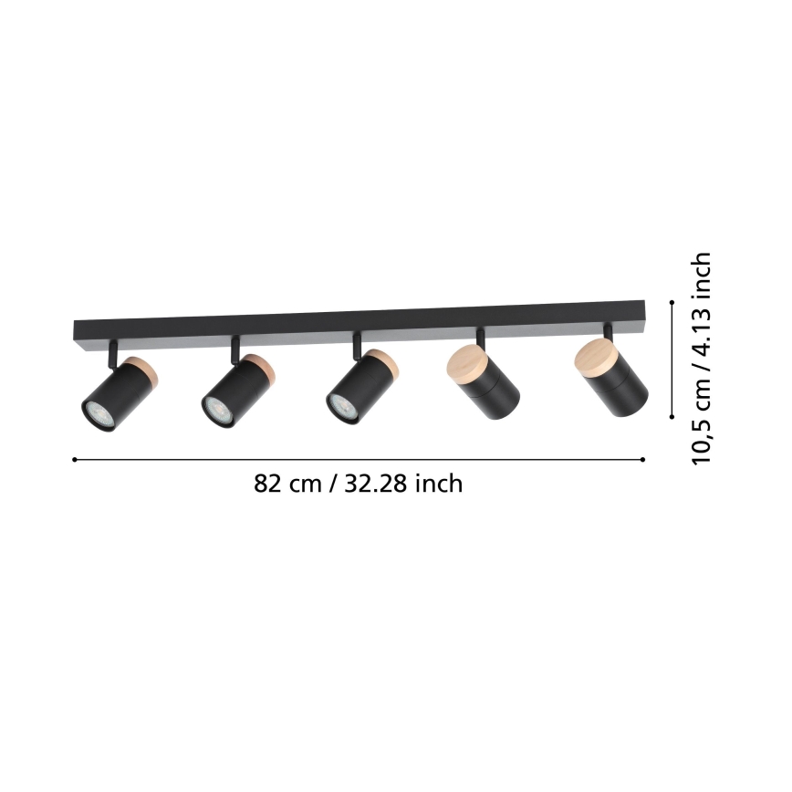 Eglo - LED Spotlight 5xGU10/4,5W/230V 3000K black/brown