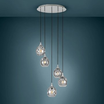 Eglo 39682 - BREGALLA cable-suspended chandelier 5xE27/40W/230V black/smoked