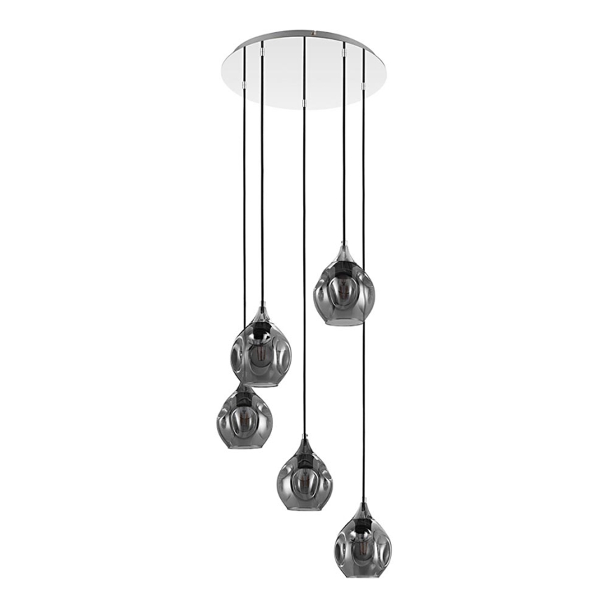 Eglo 39682 - BREGALLA cable-suspended chandelier 5xE27/40W/230V black/smoked