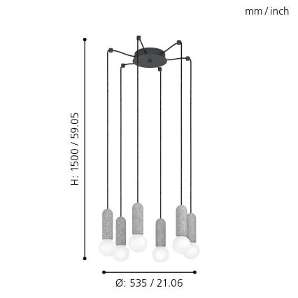 Eglo - Chandelier on a string 6xE27/40W/230V spider