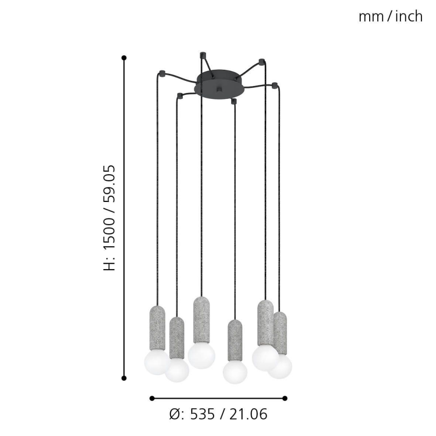 Eglo - Chandelier on a string 6xE27/40W/230V spider