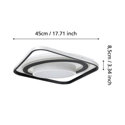 Eglo - LED Dimmable ceiling light LED/21,5W/230V + LED/10,5W + LED/3W 3000-6500K black + remote control