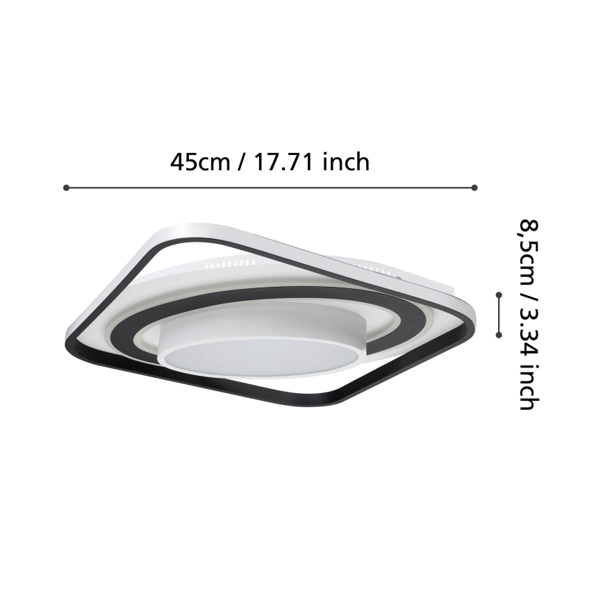Eglo - LED Dimmable ceiling light LED/21,5W/230V + LED/10,5W + LED/3W 3000-6500K black + remote control