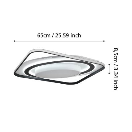 Eglo - LED Dimmable ceiling light LED/28W/230V+LED/13W+ LED/2,8W 3000-6500K black + remote control