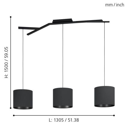 Eglo - Chandelier on a string 3xE27/40W/230V