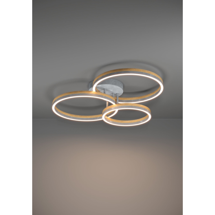 Eglo - LED Dimmable surface-mounted chandelier LED/12,5W/230V + 2xLED/15,5W 3000K grey/oak