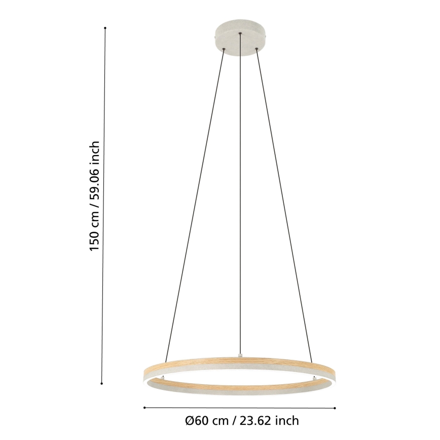 Eglo - LED Dimmable chandelier on a string LED/36W/230V 3000K grey/oak