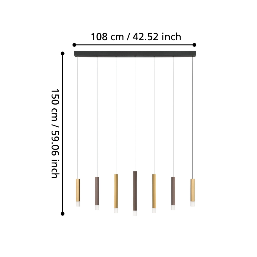 Eglo - LED Dimmable chandelier on a string 7xLED/3,1W/230V 3000K anthracite/gold