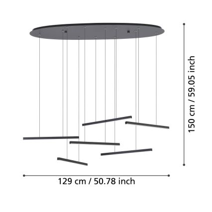 Eglo - LED Dimmable chandelier on a string 6xLED/8,4W/230V 3000K black