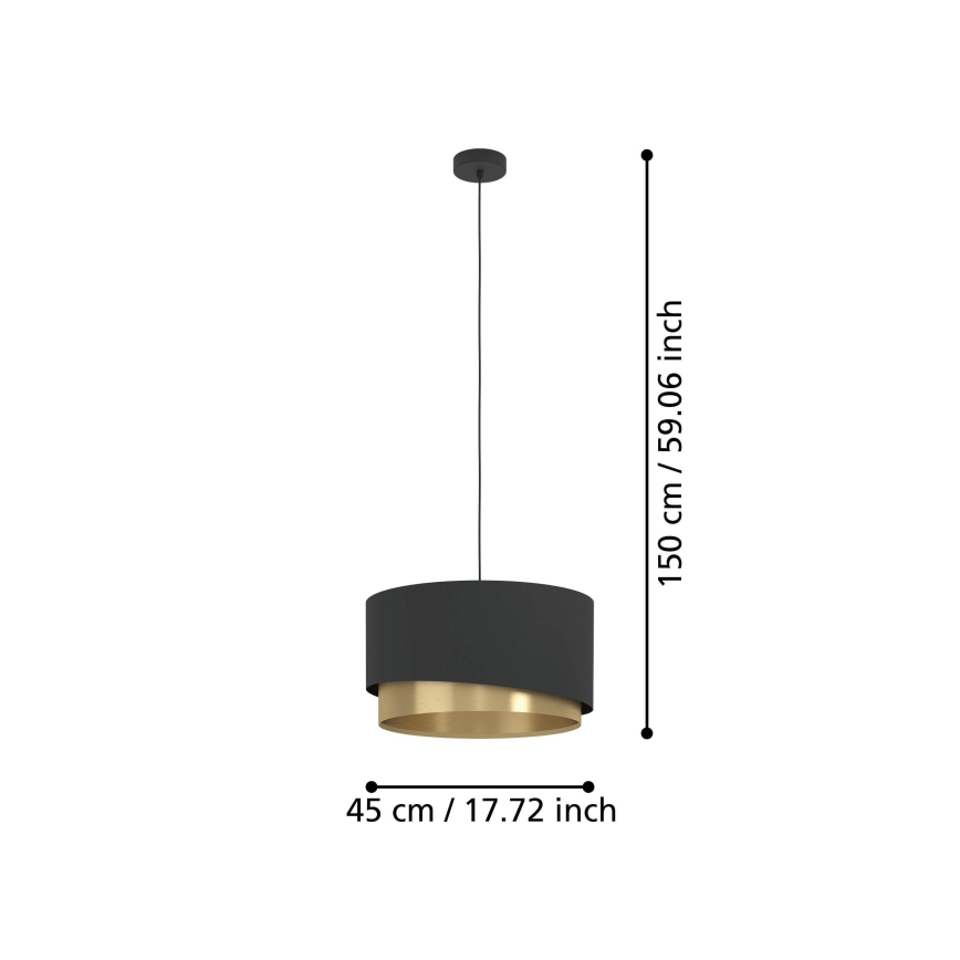 Eglo - Chandelier on a string 1xE27/40W/230V black/gold