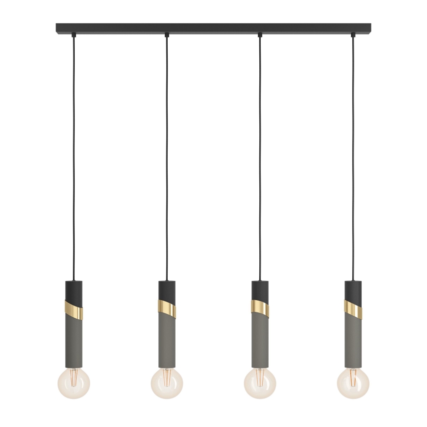 Eglo - Chandelier on a string 4xE27/40W/230V black/gold