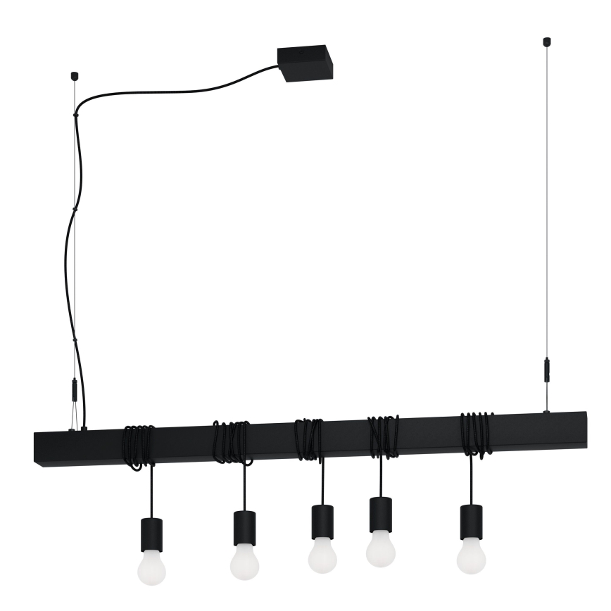 Eglo - Chandelier on a string TOWNSHEND 5xE27/40W/230V black