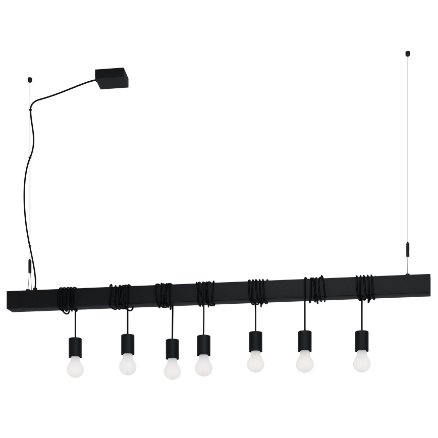 Eglo - Chandelier on a string TOWNSHEND 7xE27/40W/230V black