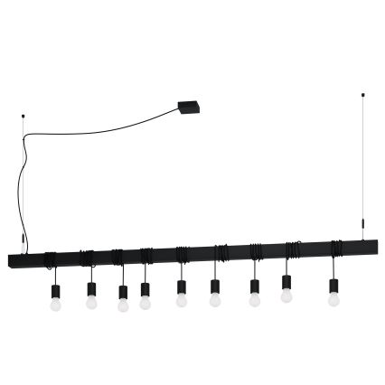 Eglo - Chandelier on a string TOWNSHEND 9xE27/40W/230V black