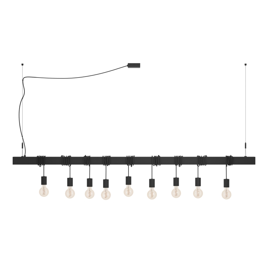 Eglo - Chandelier on a string TOWNSHEND 9xE27/40W/230V black