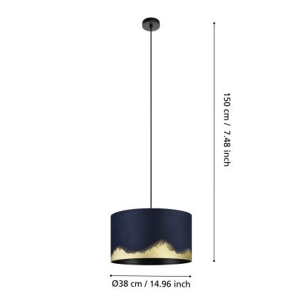 Eglo - Chandelier on a string 1xE27/40W/230V d. 38 cm blue/gold