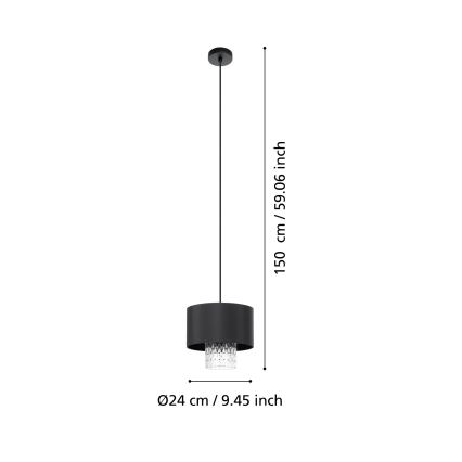 Eglo - Chandelier on a string 1xE27/40W/230V black